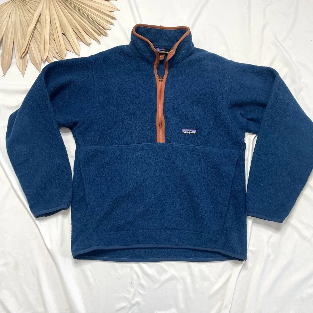 Patagonia Synchilla Marsupial Vintage Half Zip Fleece Blue Pullover Sweatshirt